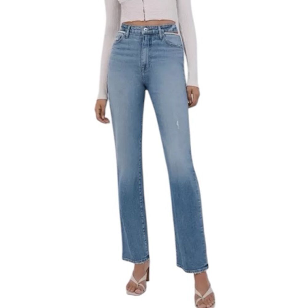 NWT Jonathan SIMKHAI Amelia Straight Leg Denim Jeans Size 31 Embellished - Picture 11 of 15